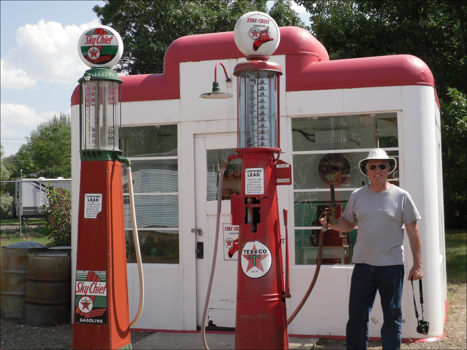 Fort Benton, MT Agriculture Museum-Bob reliving his first job at old town gas station